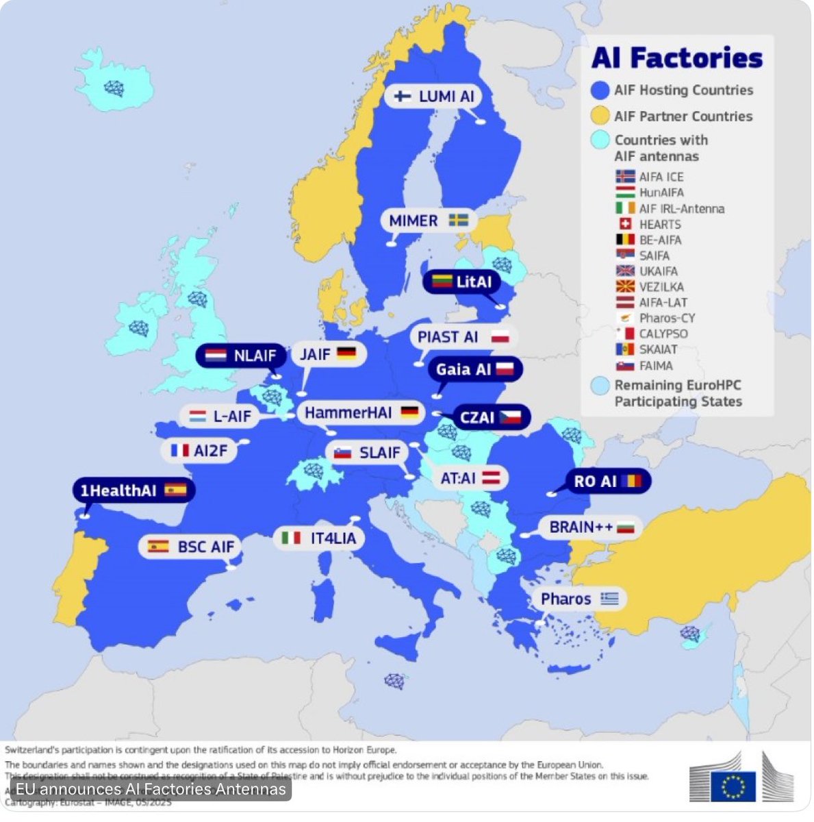 MariosKaratzias's tweet image. Europe’s AI supercomputing network is expanding!
AI Factories Antennas have been announced in:
➕ 7 EU Countries 🇧🇪 🇨🇾 🇭🇺 🇮🇪 🇱🇻 🇲🇹 🇸🇰
➕ 6 partner countries 🇮🇸 🇲🇩 🇨🇭 🇬🇧 🇲🇰 🇷🇸
The Antennas will provide AI communities with access to AI-optimised supercomputing resources ⬇️…