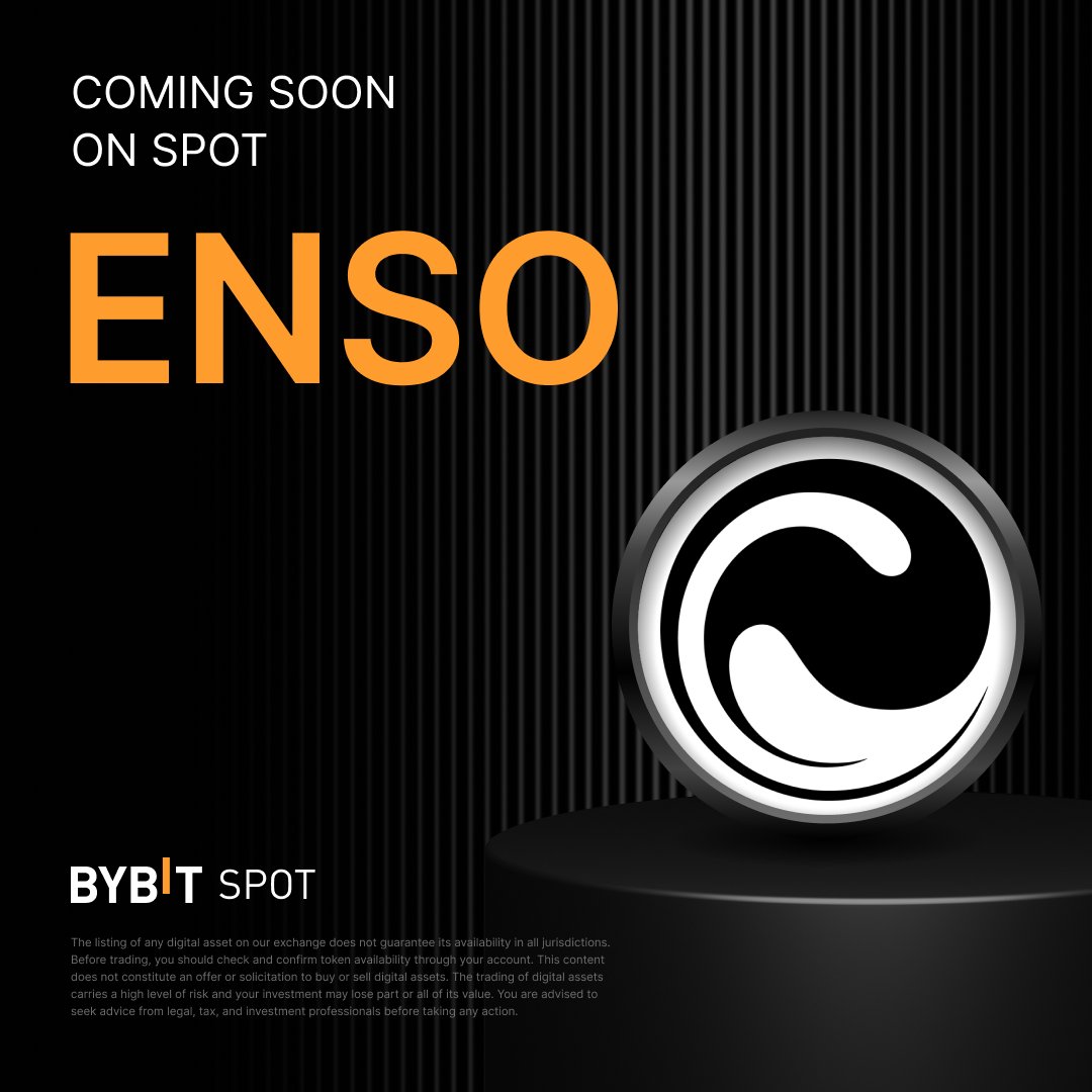 Bybit_Official's tweet image. ๐ฃ $ENSO is coming soon to the #BybitSpot trading platform with @EnsoBuild!
Enso is a next-generation on-chain execution layer that simplifies and unifies access to DeFi protocols across multiple chains.
Stay tuned for more!
#Bybit #CryptoArk
