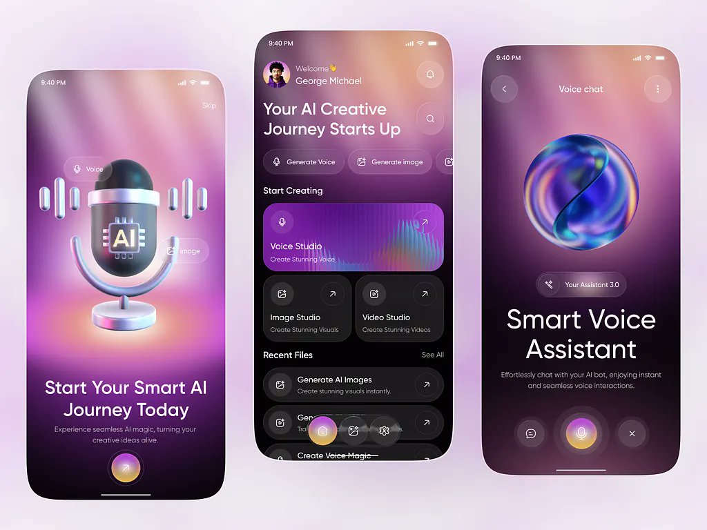 fastweb247's tweet image. AI Voice Assistant App — Smart, Modern &amp;amp; Futuristic UI Design
#software #mobileapp #iosdesign