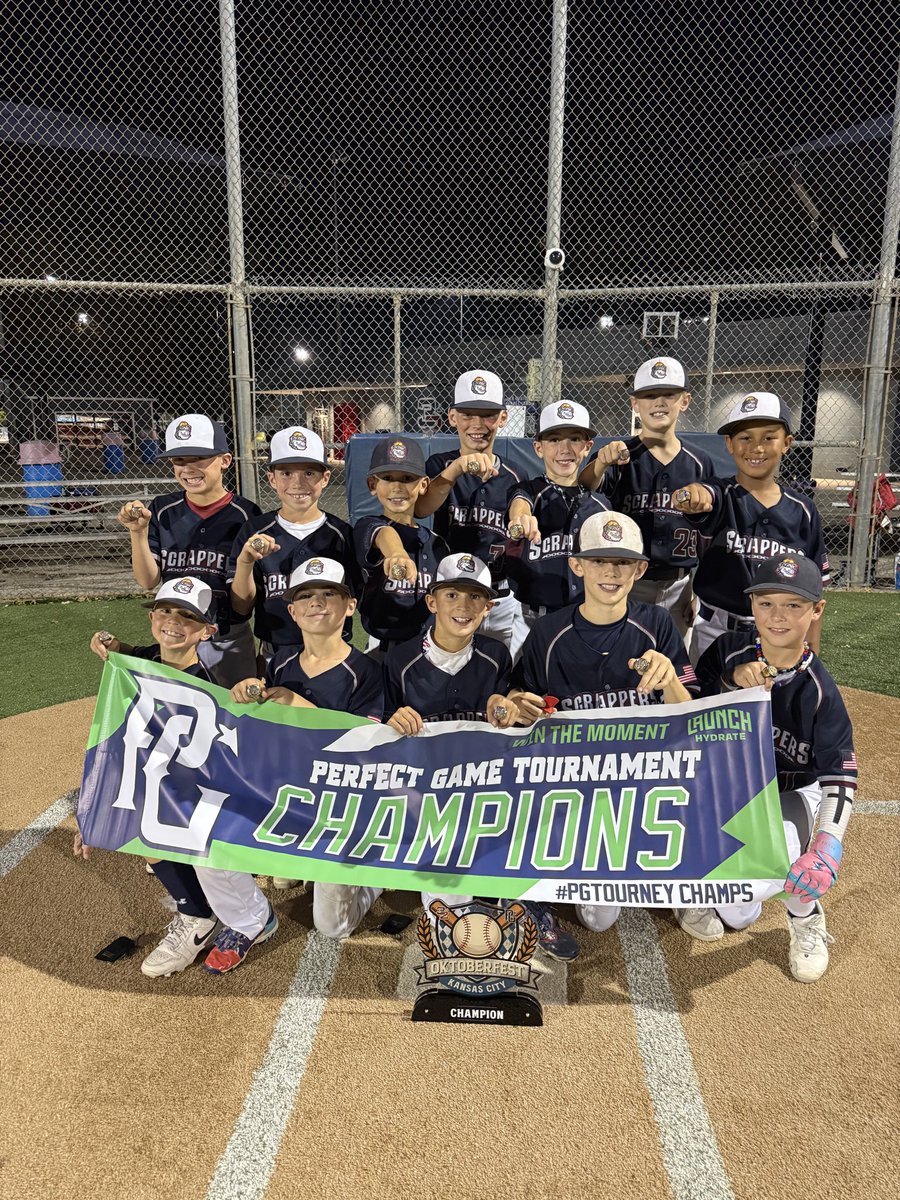 KCScrappers's tweet photo. The 9U KC Scrappers finish the fall season on top — CHAMPIONS of the @PGYouthBB Oktoberfest! 🏆
These boys went 14-2 this fall, battling up an age group and competing against older teams every weekend — never backing down. 💪
#ScrapperNation #PGTourney #Champions https://t.co/tUN3jqnW14