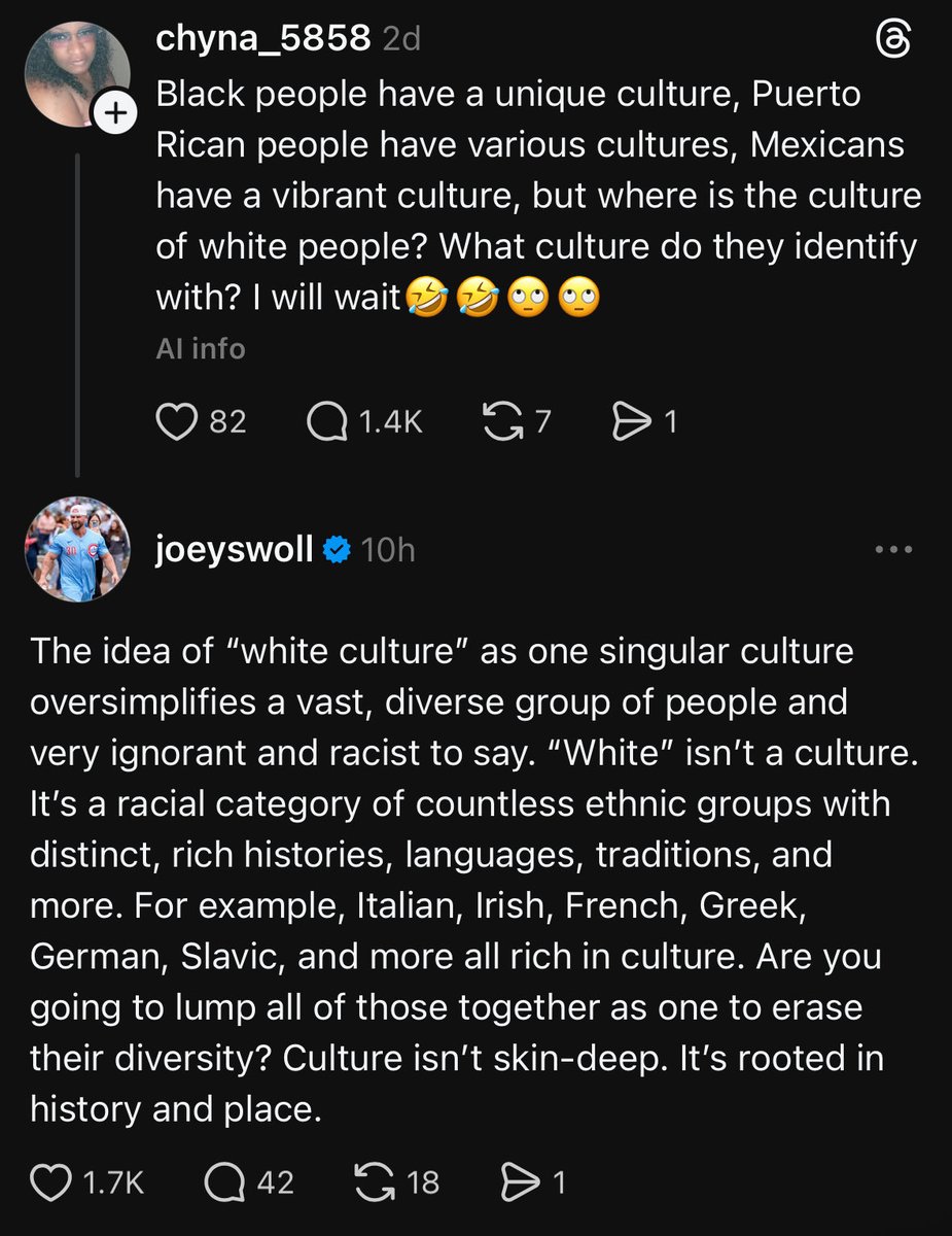 TheJoeySwoll's tweet image. White people have no culture? 🤔
