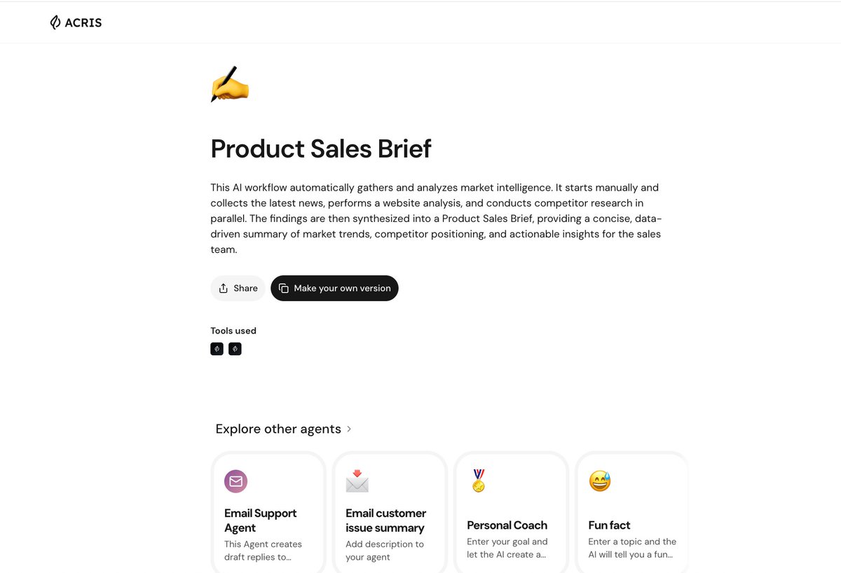 siraj_hs's tweet image. Now you can Publish your agents with your network.
I created an individual pages for public agents.
Visitors can easily copy your agents