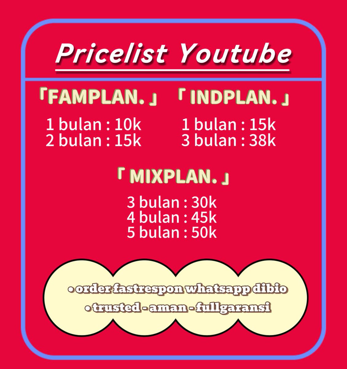 YouTube premium all durasi bisa langsung order ke wa atau dm (tag bila in rush) .
📥wa.me/6282126659370

#zonauang #zonaba #wtb 1