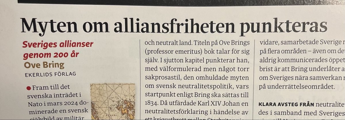 I senaste numret (nr 12) av Populär Historia finns min recension av Ove Brings bok om svenska allianser.