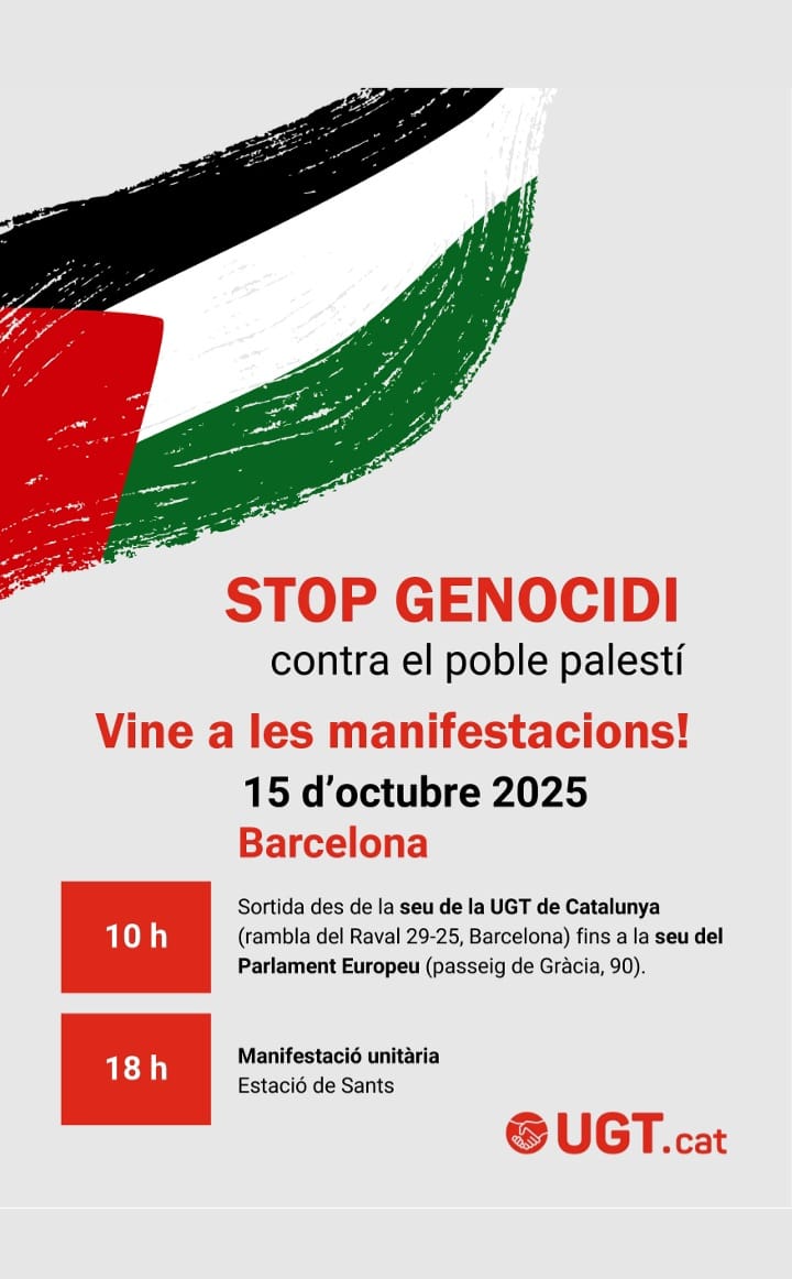 El dimecres es faran aturades de dues horas a tots els centres de Treball de 2h a 4h de la matinada, de 10h a 12h i de 17h a 19h, tant al sector públic com al privat, amb l’objectiu de fer visible la Solidaritat de la clase treballadora.