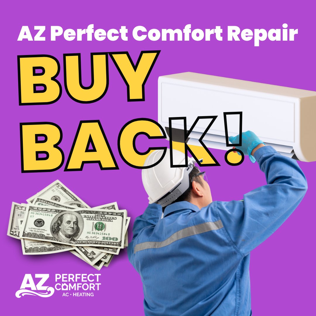 azperfectcomfrt's tweet image. If you’ve paid for an A/C repair in the last 12 months, and now you need a full replacement, we’ve got your back 💸

👉 We’ll buy your repair back and apply up to $1,000 toward a brand-new system installed by our expert team ✅

📞 Call us today: 602-855-9210!

#ACReplacement