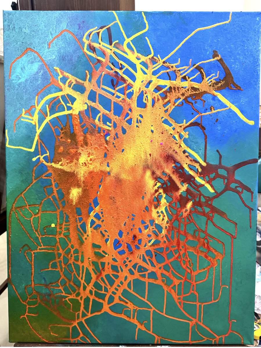 Rabikhan000's tweet image. A painting in the process of making a painting 😵‍💫
#painting #process