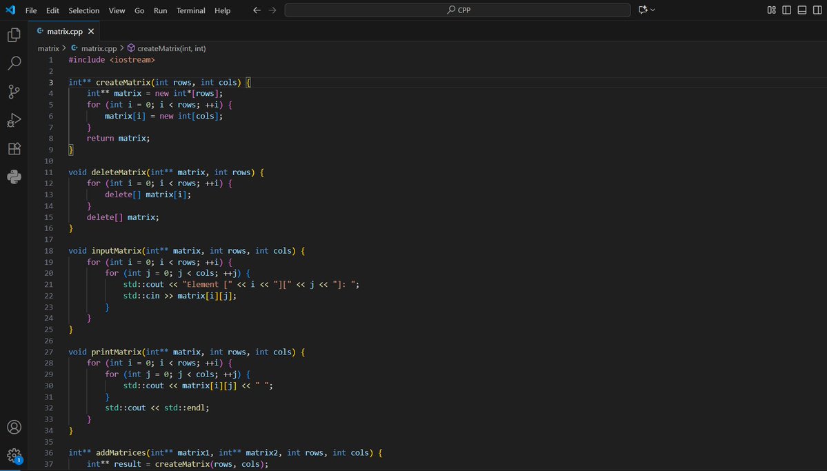 Hemply_14's tweet image. Day 24: C++ Journey
What I did today:
>wrote a matrix operation code
> Revision
> Question Practice
> No new Topic
(2 weeks gap is costing too much 😭)
#CPP #100DaysOfCode #CodingJourney