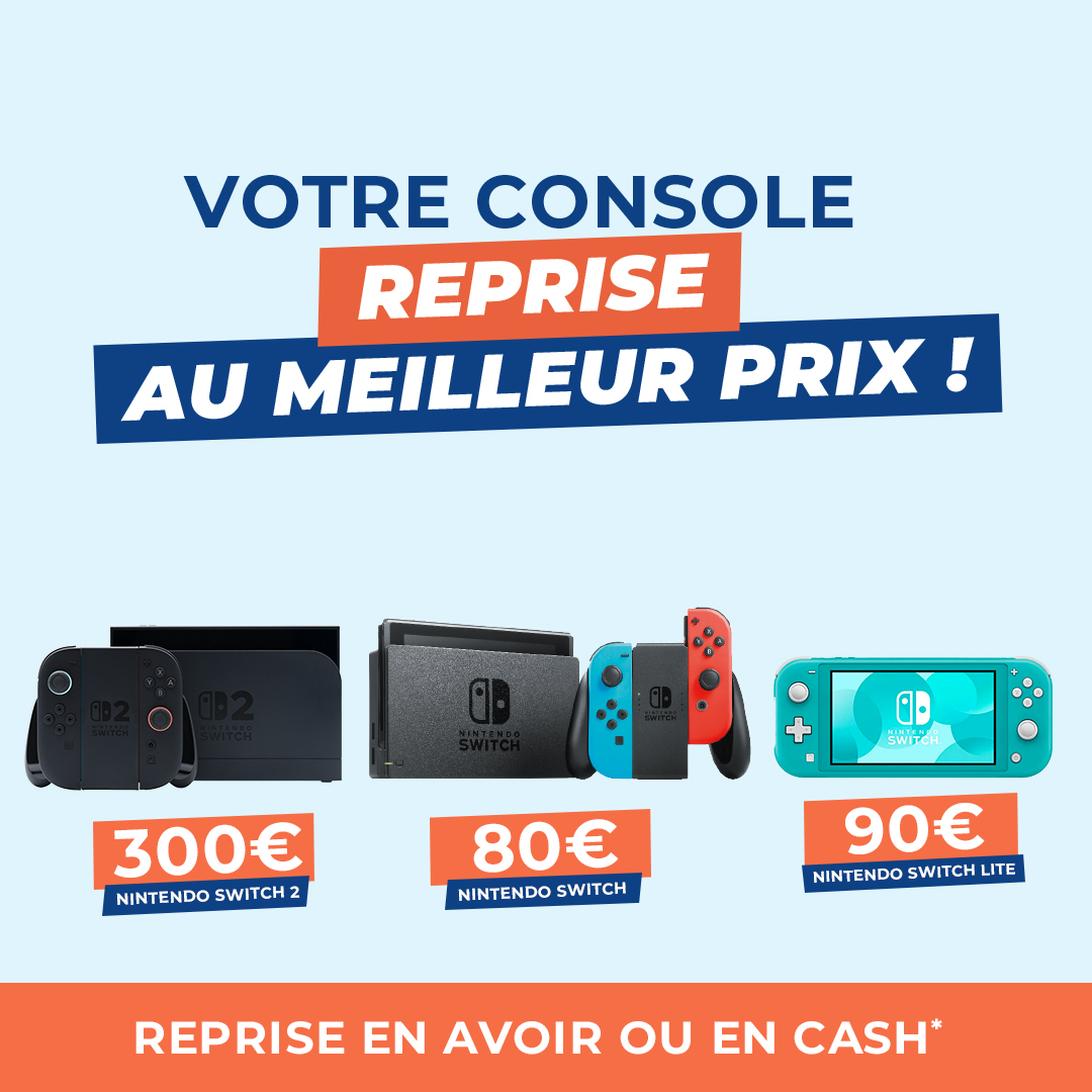 Micromania_Fr's tweet photo. Nous reprenons vos Nintendo Switch 🔥

🔴 La Nintendo Switch 2 à 300€ 
🔴 La Nintendo Switch Lite à 90€ 
🔴 La Nintendo Switch à 80€

Découvrez tous nos prix de reprise ICI ➡️ https://t.co/BtSiDsUPbq https://t.co/a77QZJGWn4