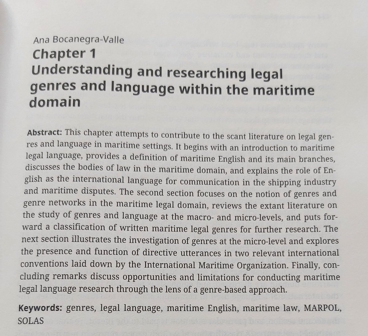 🔔📢 Publication alert 🔎 Understanding and researching maritime legal genres and language. Thanks to wonderful editors <a href="/LavissiereC/">MC_Lavissiere</a> A. Cartron &amp; L. Gautier  bsky.app/profile/did:pl… #SOLAS #MARPOL <a href="/IMOHQ/">International Maritime Organization</a>