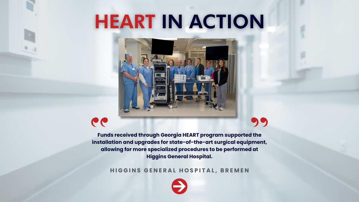 Georgia HEART contributions are transforming rural healthcare across Georgia ❤️ Thank you to every donor supporting hospitals like Higgins General, Jefferson &amp; Jenkins County. #GeorgiaHEART #HeartToHeart