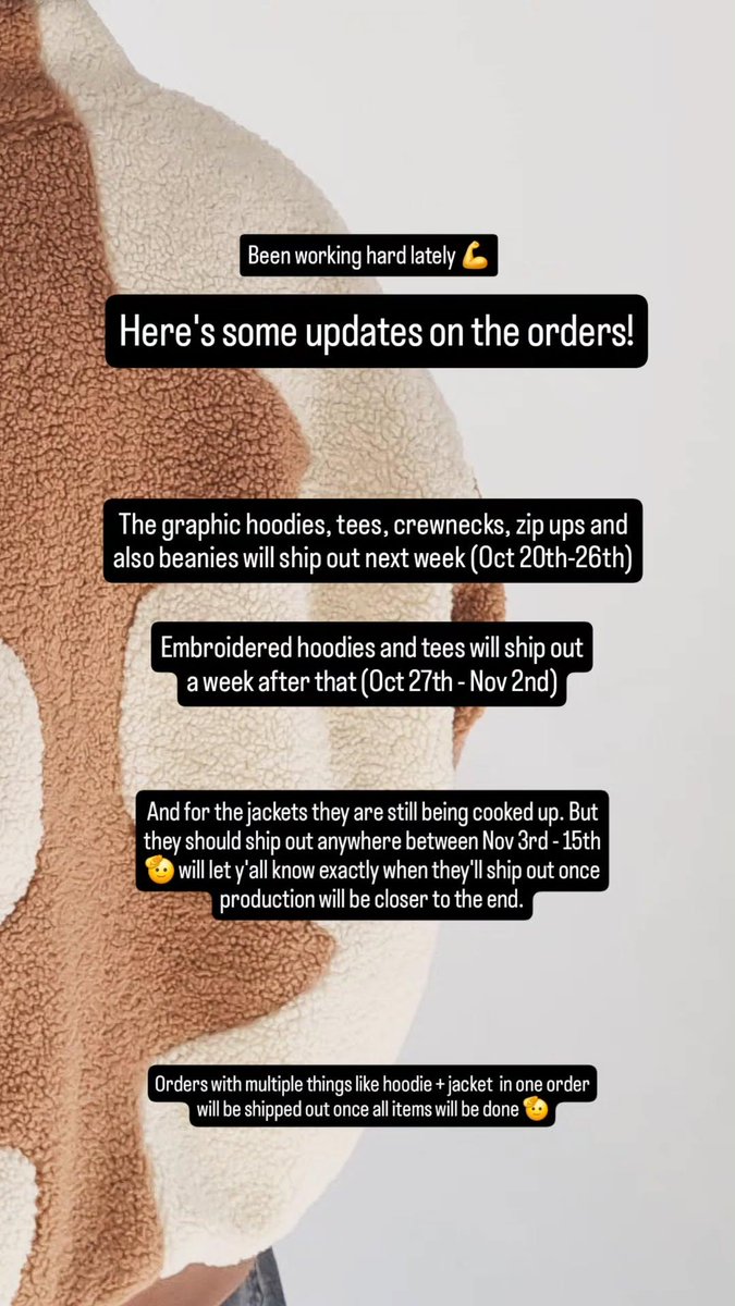Cloudeelle (@cloudeelle) on Twitter photo Another quick order update π«Ά
Also if anyone needs any address changes before stuff starts shipping out then you can email me at support@cloudeelle.com π«‘
Love y'all! Another quick order update π«Ά
Also if anyone needs any address changes before stuff starts shipping out then you can email me at support@cloudeelle.com π«‘
Love y'all!