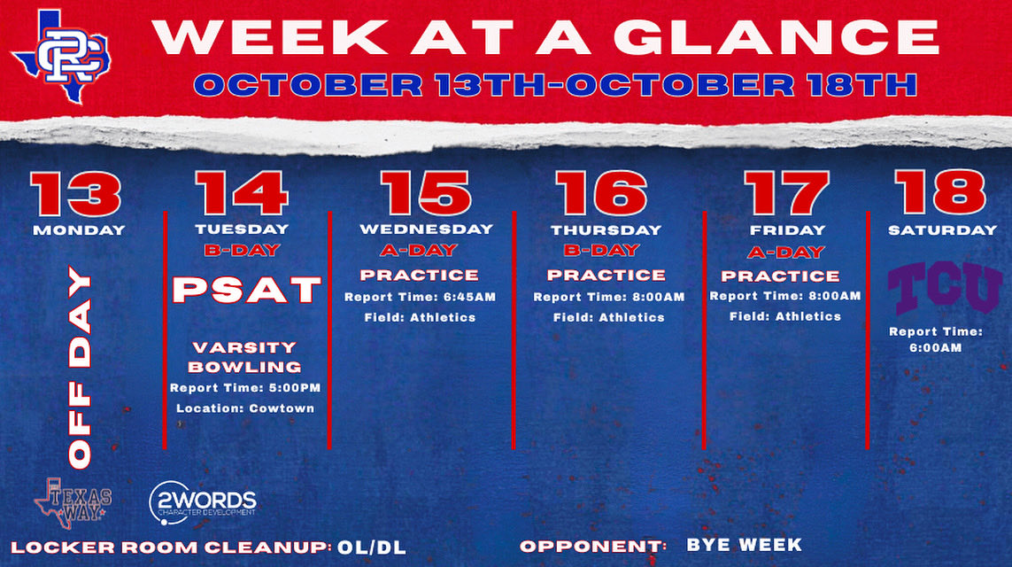 Week at a Glance. October 13th-October 18th.