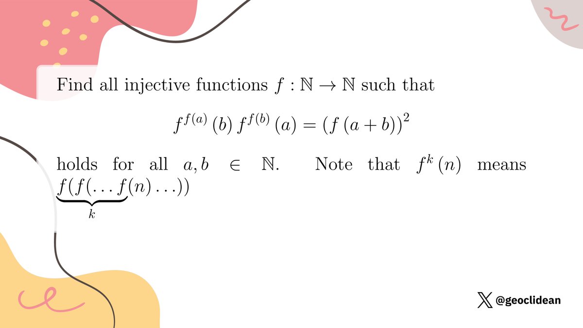 geoclidean's tweet image. Functional equation 006
#Algebra #FunctionalEquation