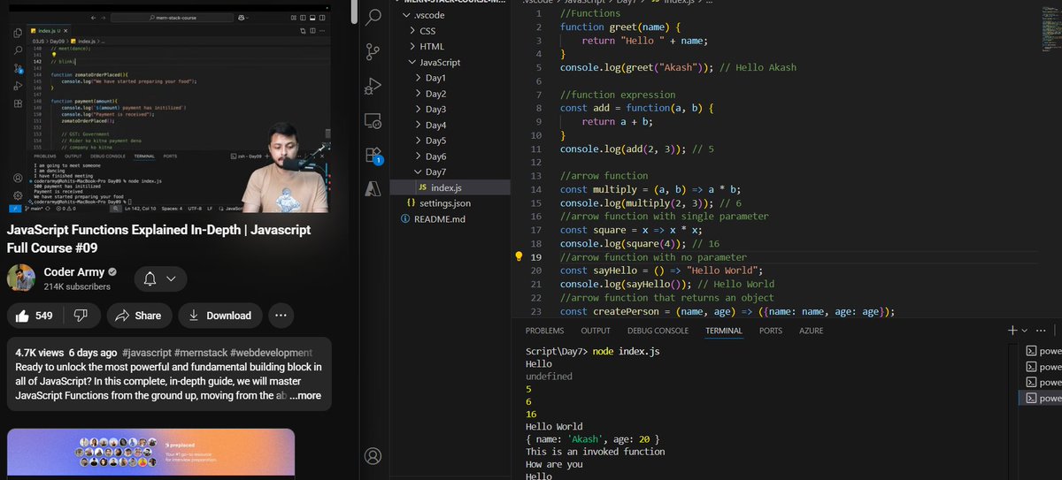 Akash77b's tweet image. Day 24: Learned about functions in JavaScript in detail
Explored declarations, expressions, and arrow functions, and how they make code reusable and efficient
#WebDevelopment #JavaScript #Frontend #coding #LearningInPublic #tech