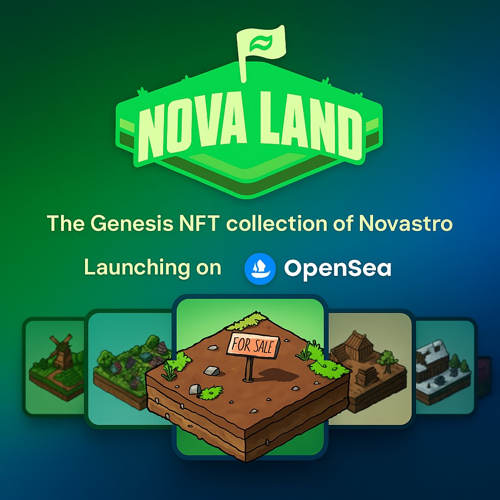 Zemo__X's tweet photo. NovaLand is the flagship Genesis NFT collection on Novastro, designed to bridge Real-World Assets (RWA) with the NFT ecosystem.

•Total Supply: 3,000 NFTs
•Rarity: 8 different tiers
•Tier 1 whitelist provides free mint access.
Mainnet Launch: Around OCT 15

@NovaLand_nft https://t.co/tkfmwtRbLv