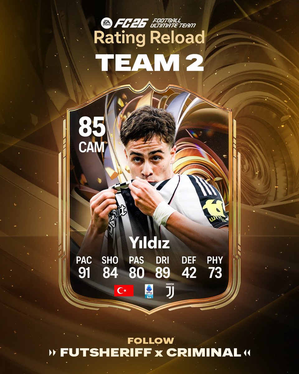 FutSheriff's tweet photo. 🚨Yildiz 🇹🇷 is coming as RATING RELOAD PLAYER SOON!🔥🔥🔥🔥

Stats are prediction 👀

Follow @FutSheriff &amp; @Criminal__x ! #FC26 https://t.co/ALupIEUoOE