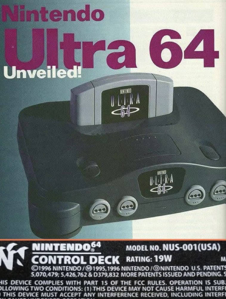 SuperSisi's tweet image. Did you know the NUS product code on the bottom of your N64 is from the original console name ‘Nintendo Ultra Sixty-Four ‘ ?

The name was change to Nintendo 64 because of the trademark problems but the NUS code stayed the same..

Now you know! 🤗
