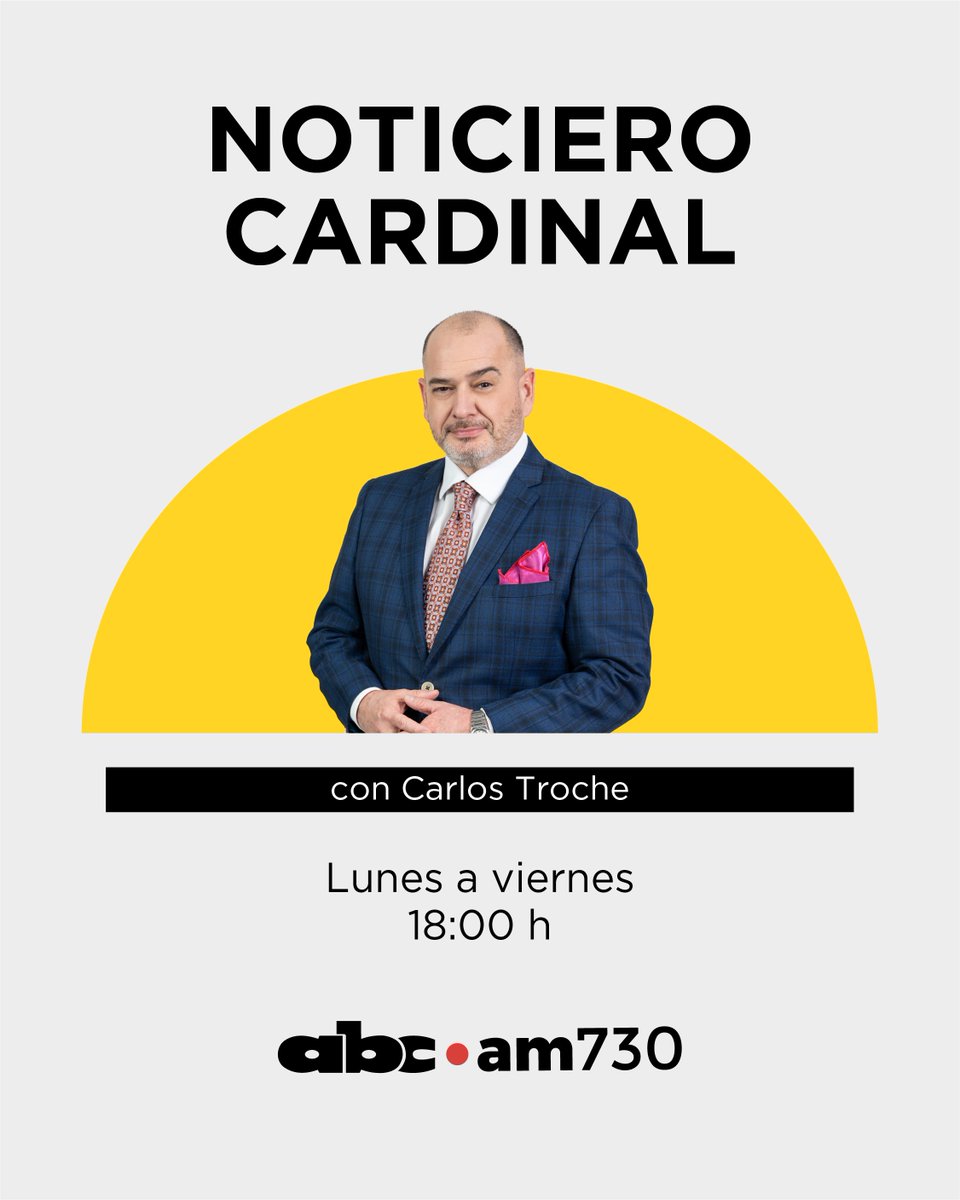 📻 ¡Ya está al aire #NoticieroCardinal!

El compendio de las noticias más destacadas del día de la mano de <a href="/TrocheCarlos/">Carlos Troche</a> hasta las 19:00 hs.

📲 abc.com.py/730am

🔶ABC Del Este: 107.1 FM.

📻#730AM