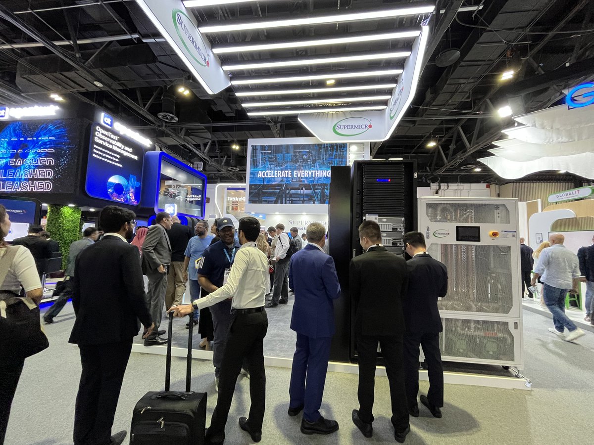 Supermicro's tweet image. 🎉Day 1 of Gitex Global 2025 is underway! Supermicro is having a great experience so far at Gitex.
Visit us at Booth C40 Exhibition Hall 7 to see the latest in AI and data center innovation!
More details: hubs.la/Q03NljTs0
#GITEX #Gitex2025 #Supermicro #DataCenter #AI