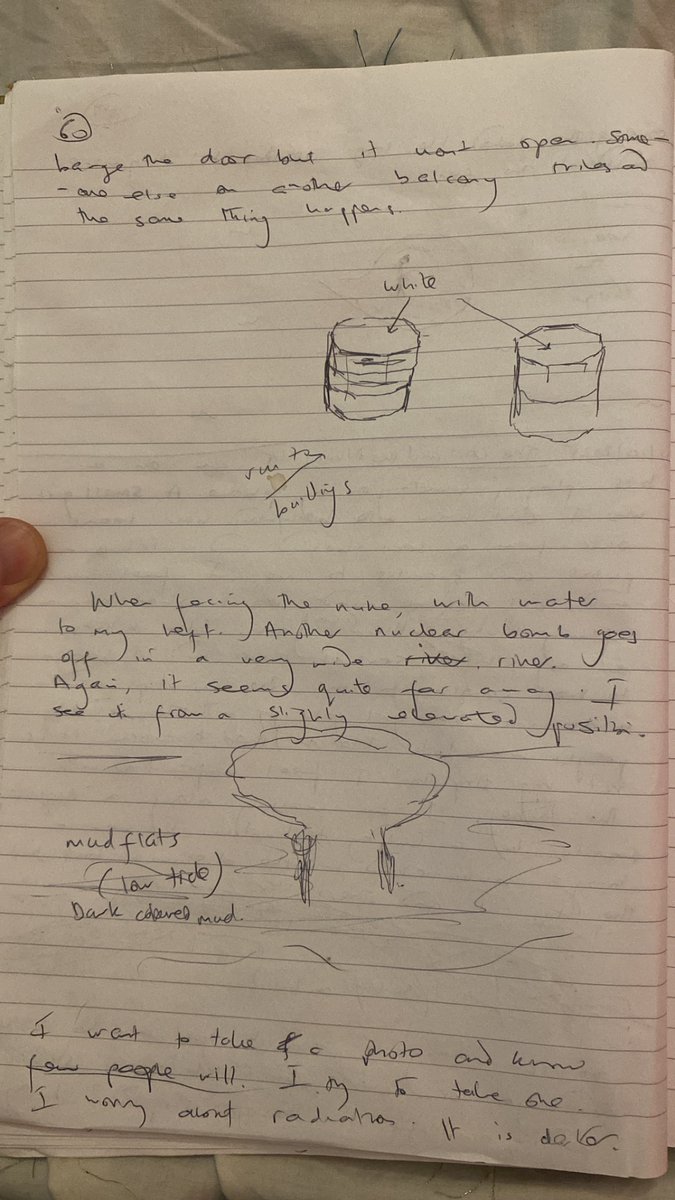 Another nuke dream. 3 nukes again. One seemed to be by mud flats in a wide river with dark mud. The other behind somewhere I viewed behind a hill with buildings. Seemed maybe Mediterranean holiday destination but can’t say for certain. There was another nuke. #prophecy #dreams