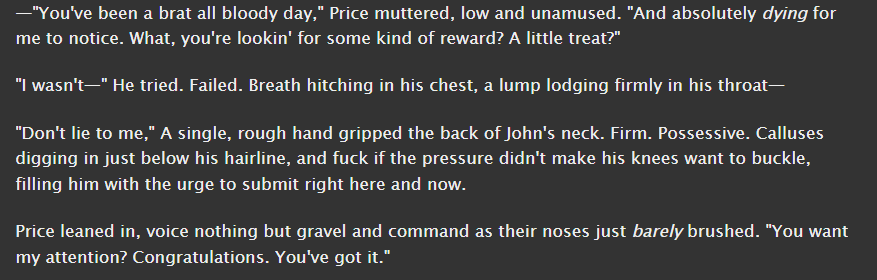 pap3rtigers's tweet photo. #kinktober day sex... I mean six... poor Johnny bratted a little too close to the sun this time... seems that Price has his work cut out for him~
https://t.co/vYyHRTAse3
#pricesoap #soapprice #codfic #pap3rfics #johnsoapmactavish #johnmactavish #johnprice https://t.co/wzJ284RZT3