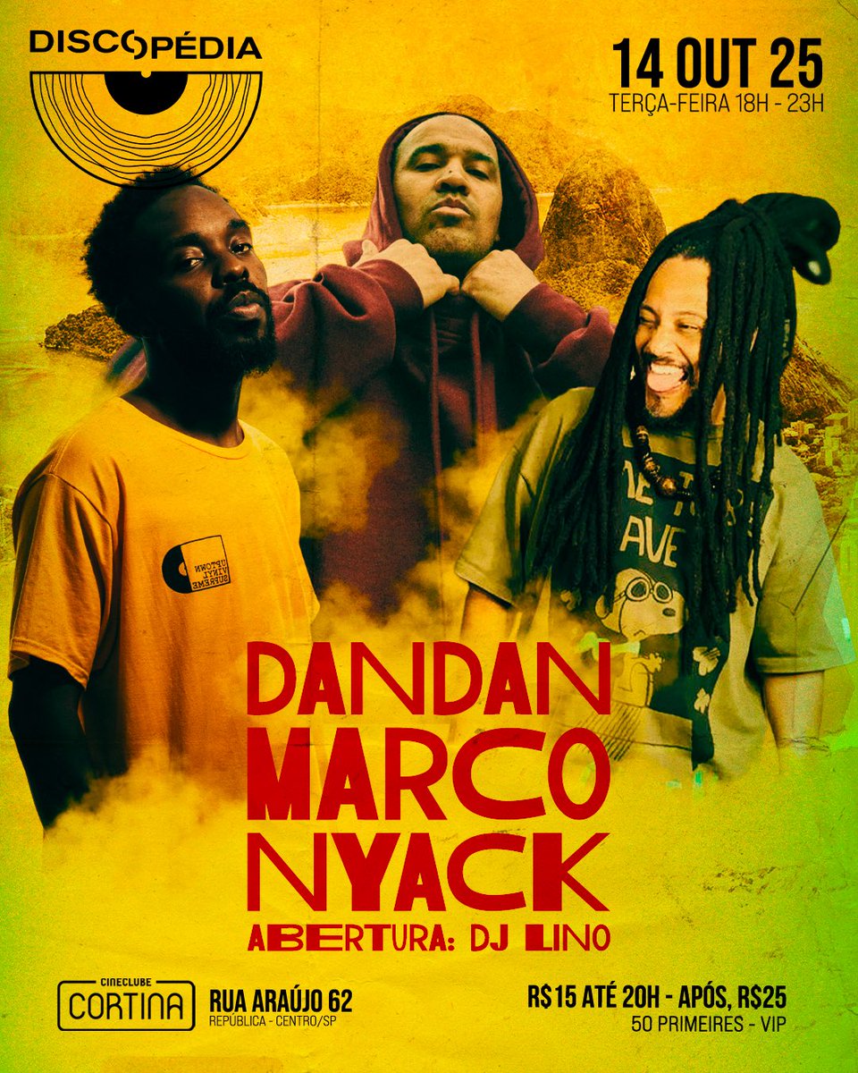 _Discopedia's tweet image. A sensacional de São Paulo, orgulhosamente apresenta, o especial "Jorge Ben &amp;amp; Tim Maia"!

Amanhã, dia 14/10/2025, a partir das 18h no Cineclube Cortina.

DJs DanDan, Marco &amp;amp; Nyack no comando da nave.
Abertura, DJ Lino.