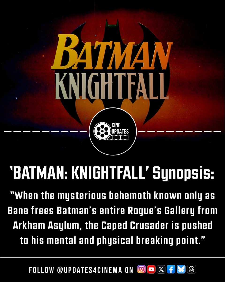 Updates4Cinema's tweet image. ‘BATMAN: KNIGHTFALL’ Synopsis:

“When the mysterious behemoth known only as Bane frees Batman’s entire Rogue’s Gallery from Arkham Asylum, the Caped Crusader is pushed to his mental and physical breaking point.”

#BatmanKnightfall #DCAnimation #Bane #Batman