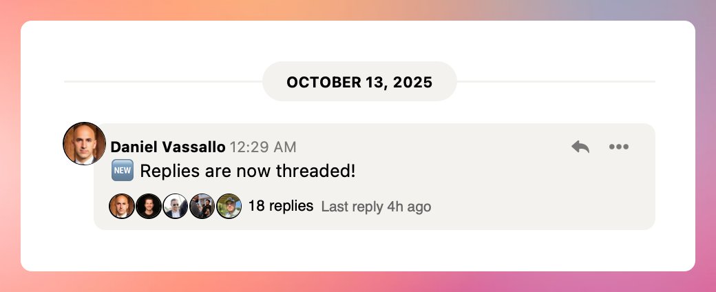 dvassallo's tweet image. Small Bets has threaded replies now. Maybe the most requested feature.