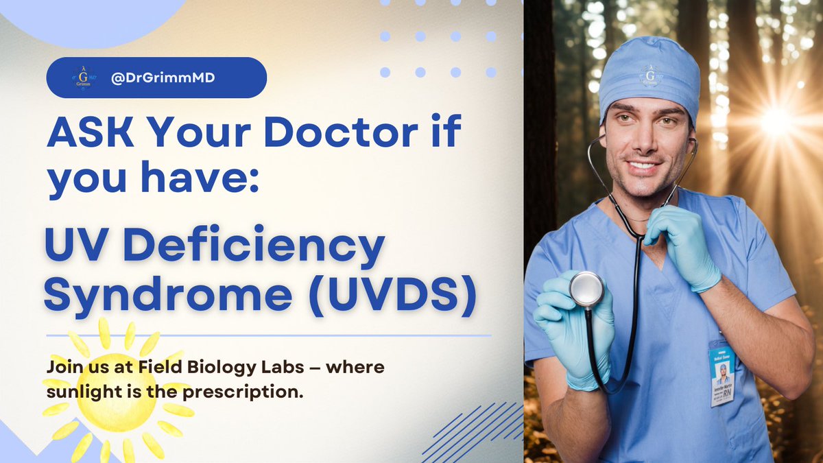 DrGrimmMD's tweet image. We finally named what modern medicine keeps missing:
UV Deficiency Syndrome (UVDS) —
a loss of solar signaling that makes the immune system forget what calm feels like.
Doc, why should I care
Because the same patients who crash without steroids
are the ones who haven’t seen a…