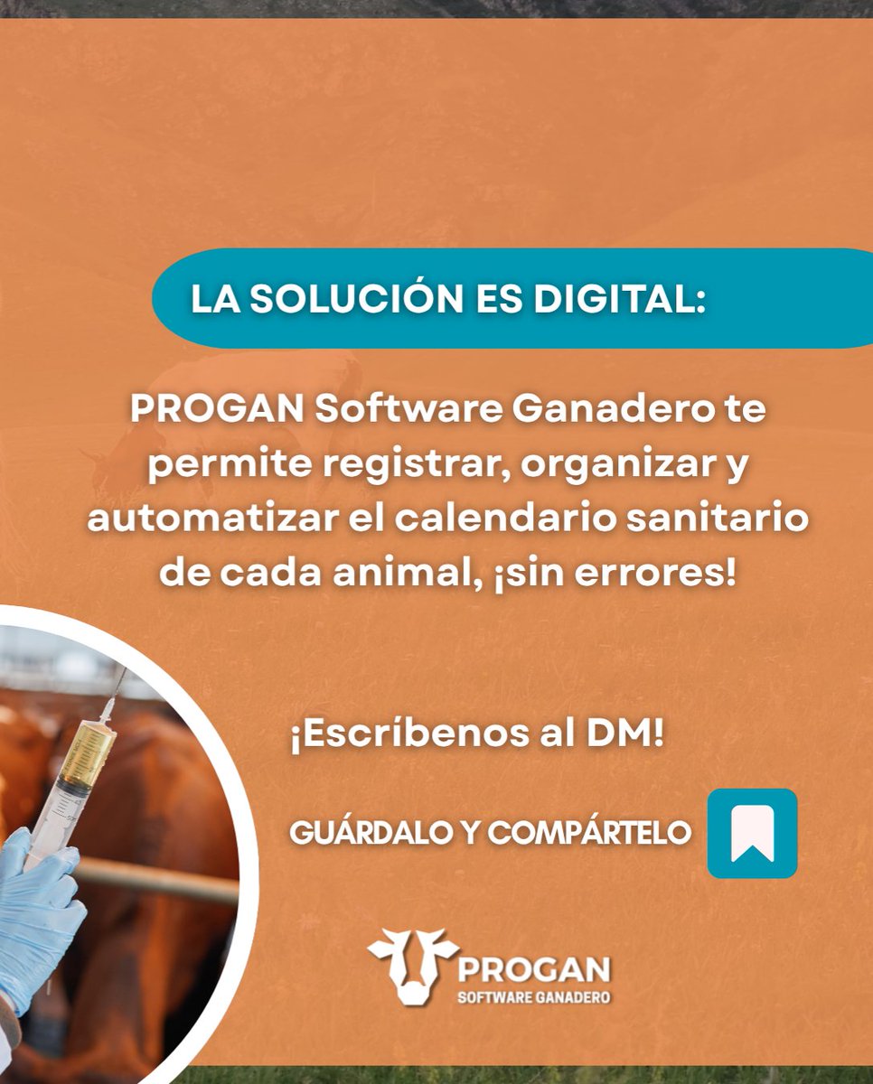 ProganSoftware's tweet image. Epidemias por olvido, ¿te suena? 🐂❌
Garantiza la cobertura total de vacunas y la trazabilidad con tecnología.
PROGAN Software te notifica, registra y protege tu inversión. ¡Cero errores en el manejo sanitario!
progansoftware.com
#SoftwareGanadero #SaludAnimal #PROGAN