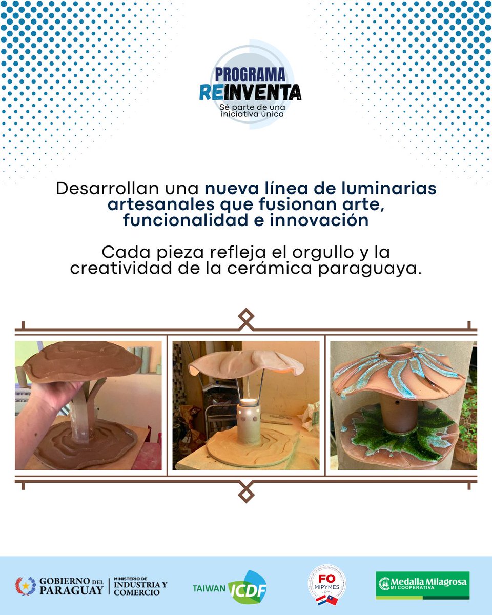Conocé a Tujugui Cerámicas, una #MIPYME 🇵🇾 que redefine la artesanía. Fátima y William transforman la cerámica ancestral en piezas contemporáneas

Gracias al Programa #REINVENTA incorporan tecnología, digitalizan su arte y crecen. ¡nueva apuesta línea de luminarias artesanales!