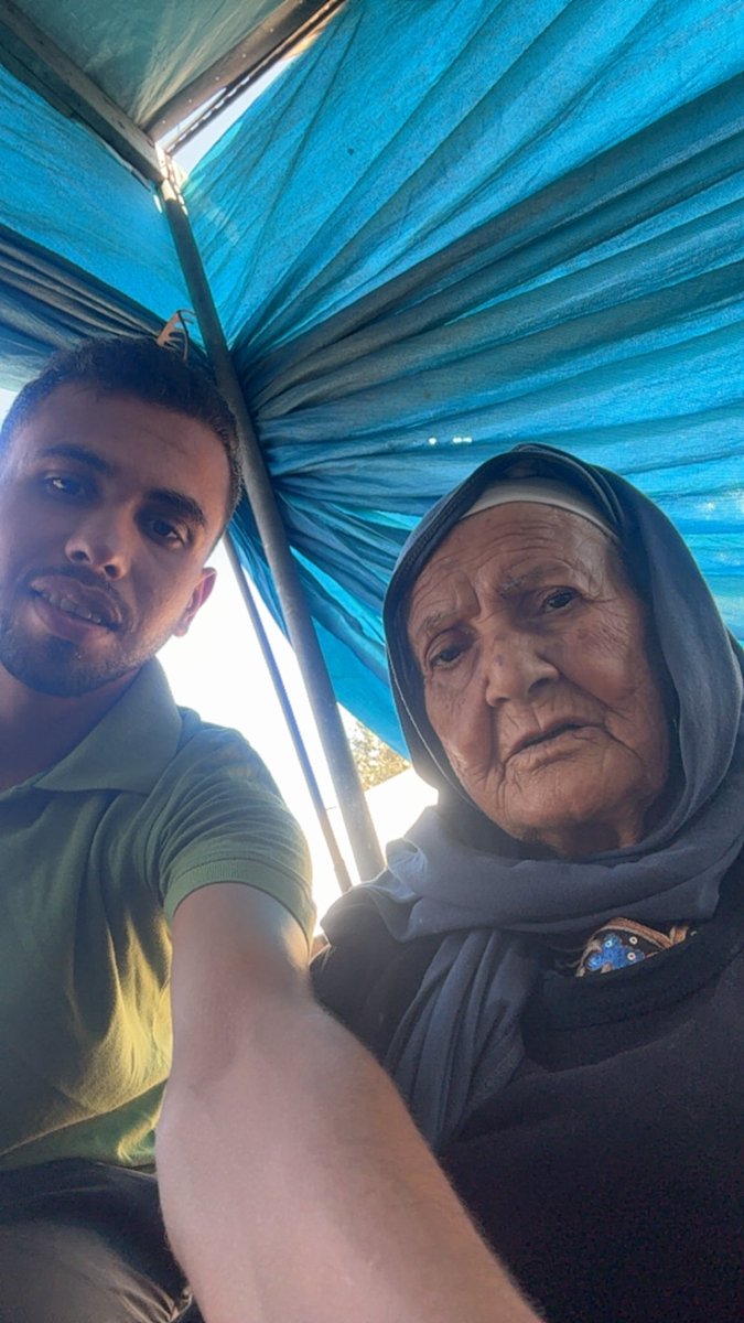 Mo7mmd30's tweet image. My grandmother, who is older than Israel, and I survived the war.