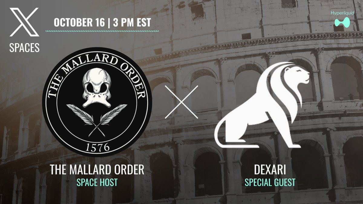 From the Crypt we open the gates across chains. On Oct 16 at 3PM EST we host <a href="/DexariDotCom/">Dexari</a> in our new cross chain Space series. 

We are here to study real builders from many chains starting with <a href="/HyperliquidX/">Hyperliquid</a>  and the mechanics that move the order book.

Who is DEXARI? 
A self