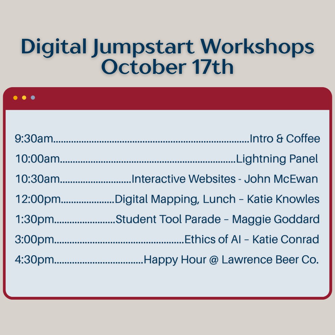 It's not too late to register for our Digital Jumpstart Workshops on October 17th! Join us for one of our sessions, or tag along for our entire day of events.