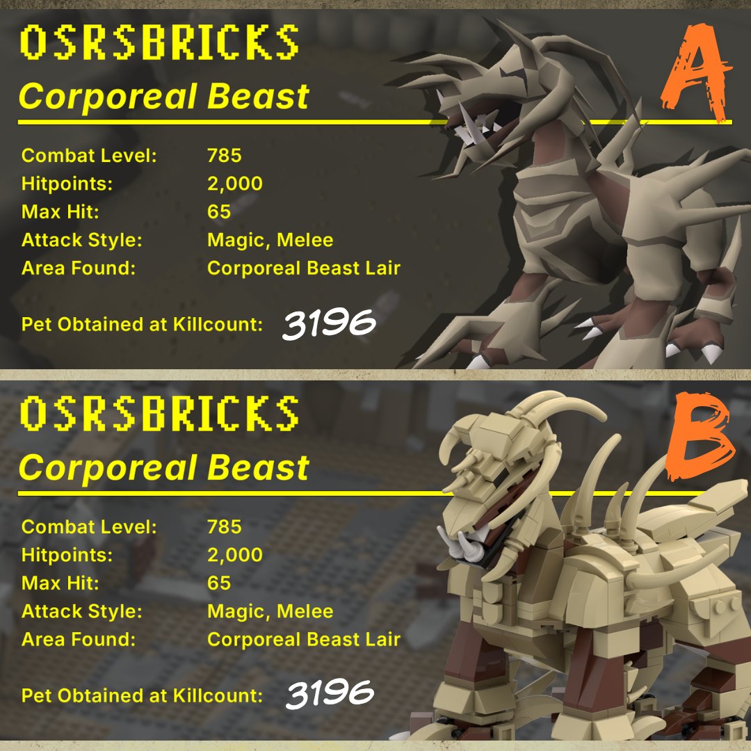 osrsbricks's tweet image. WE NEED YOU ! 🫵😃

A or B - 💻 VS  🧱

Decide the next steps in osrsbricks future. We want to take our collector sets to the next level. They will include plaques, however, do we go Runescape or Brick style? 

#runescape #osrs #osrsbricks