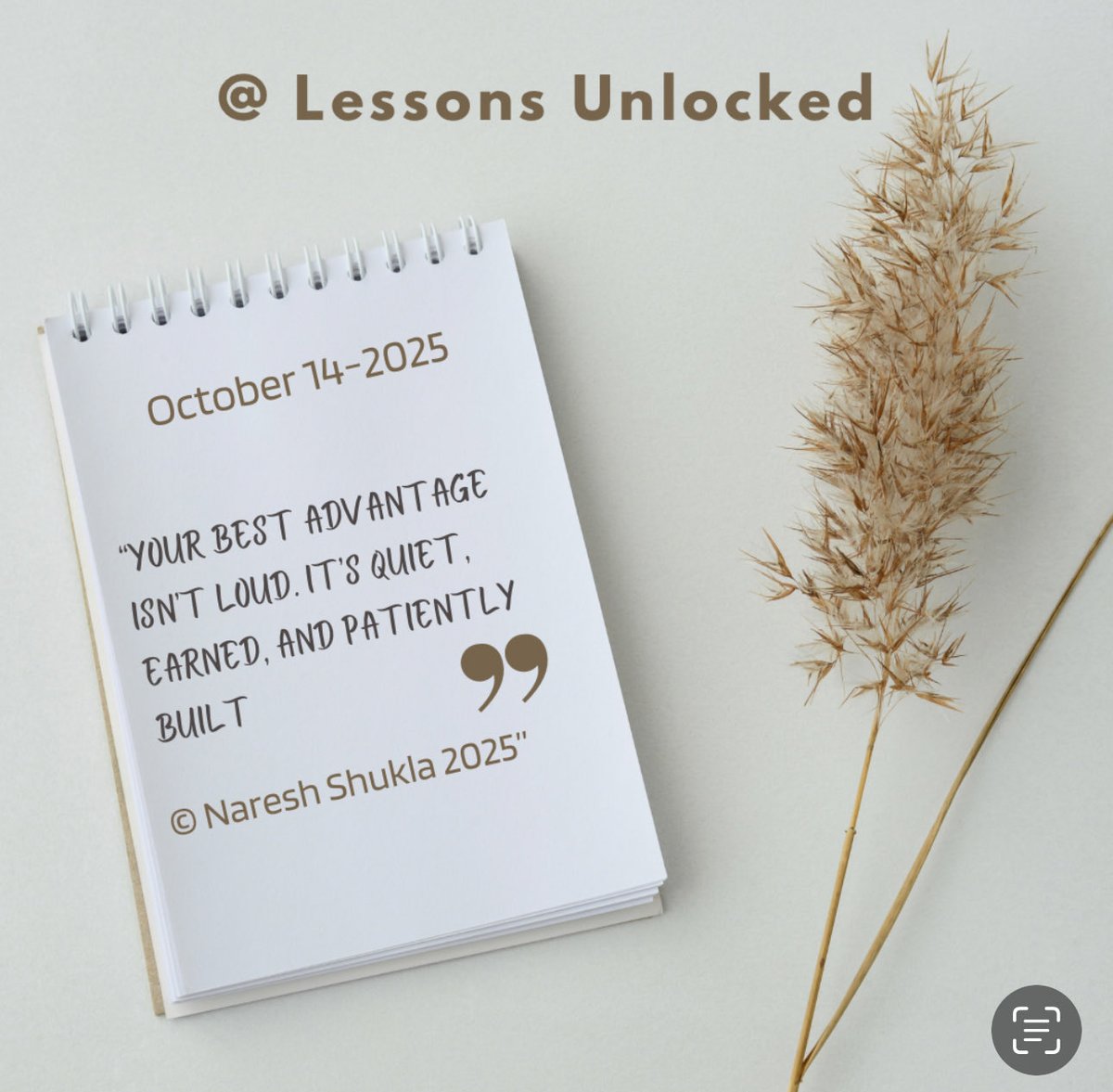 shuklan_au's tweet image. Your best advantage isn’t loud. It’s quiet, earned, and patiently built. 💭 #LessonsUnlocked #Wisdom #Patience @NareshShukla2025 #October14_2025