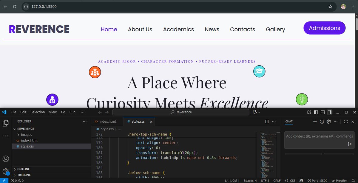 homin_X_dev's tweet photo. First part of a school website I’m designing — focusing on clarity, easy navigation, and a warm first impression.
Navbar + hero section so far ✨
#WebDevelopment #FrontendDev #BuildInPublic https://t.co/SQqWJkKwai