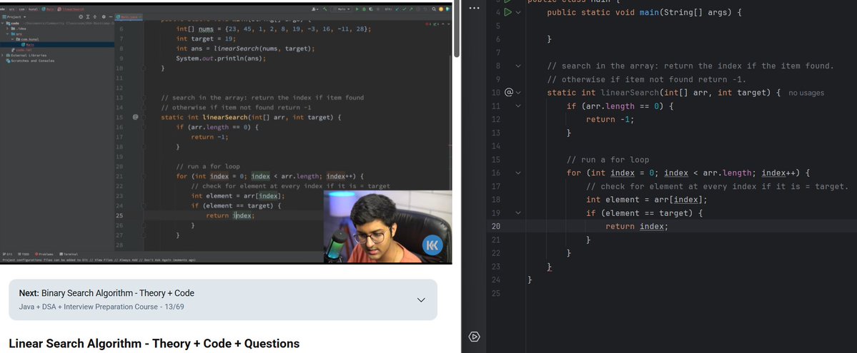 NeerajMishr12's tweet image. 🚀 Day 17/100 – Arrays & Linear Search 🔍
Solved 4 LeetCode (Easy) array problems:
• Richest Customer Wealth
• Running Sum of 1D Array
• Concatenation of Array
• Build Array from Permutation
Also started Linear Search 🧠
Logic building in progress 💪
#100DaysOfCode
#java