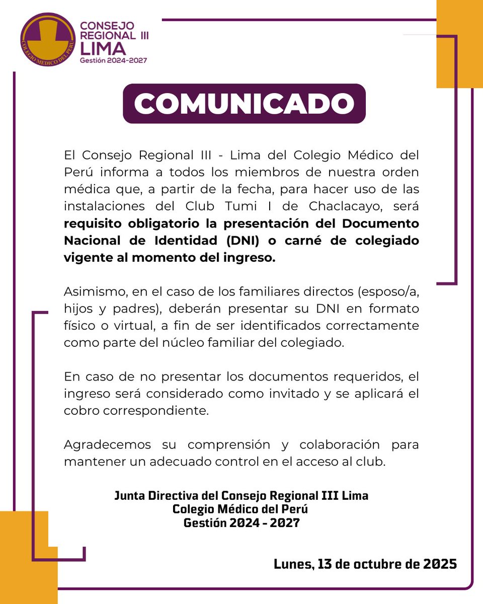 #COMUNICADO | A la comunidad médica se le informa lo siguiente 📷