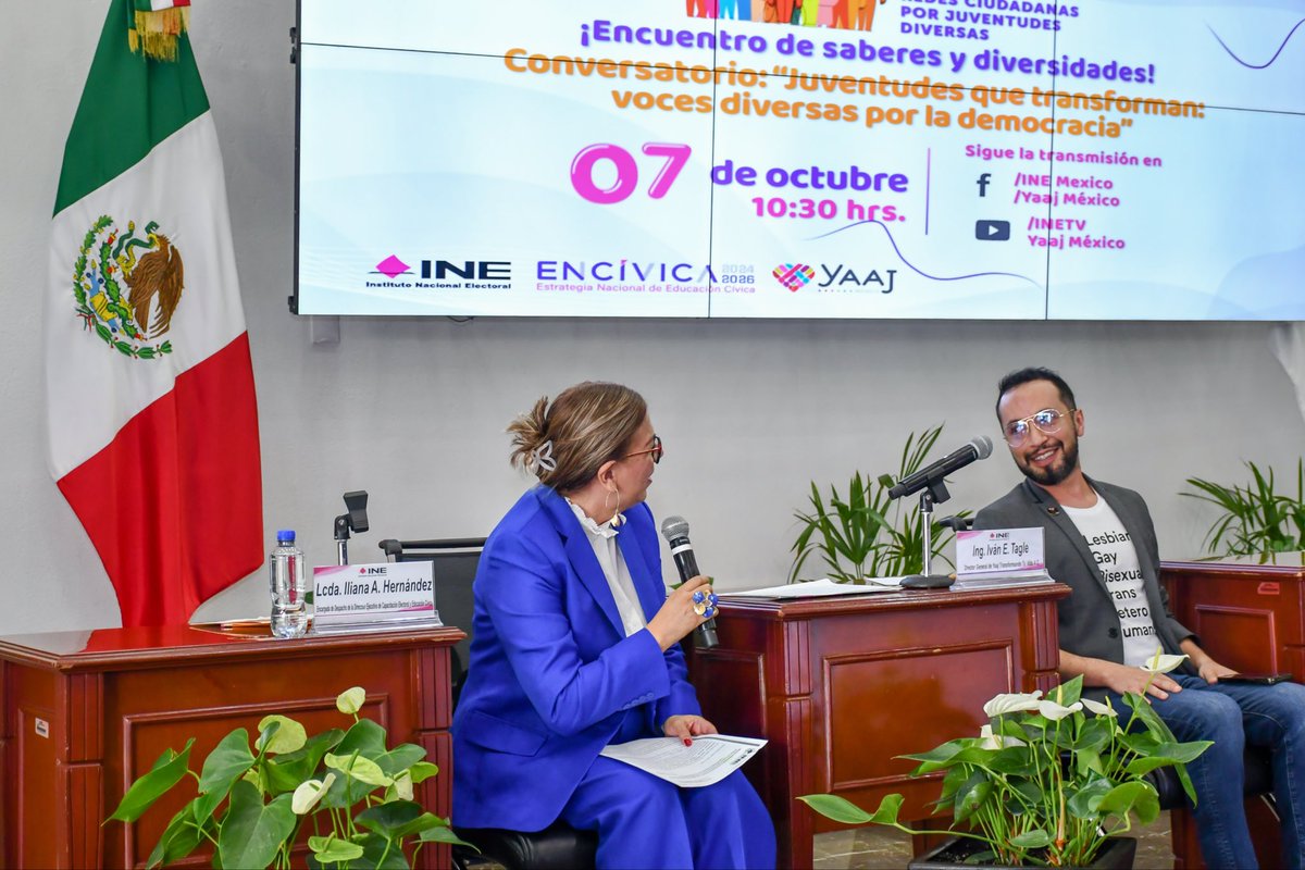 YaajMexico's tweet photo. 🔥 Acto inaugural ✨ Con la participación de nuestro Director, @ivantagledurand, junto a las Consejeras Electorales @NormaIreneD y @RitaBellLpz, así como Iliana Araceli Hernández Gómez, encargada de despacho de la #DECEyEC; un espacio para reconocer la fuerza de las juventudes en la democracia. @Presidencia_INE 

🔗 Bases: https://t.co/CZaphCX8eg
📝 Registro: https://t.co/uH3FfjsYsK