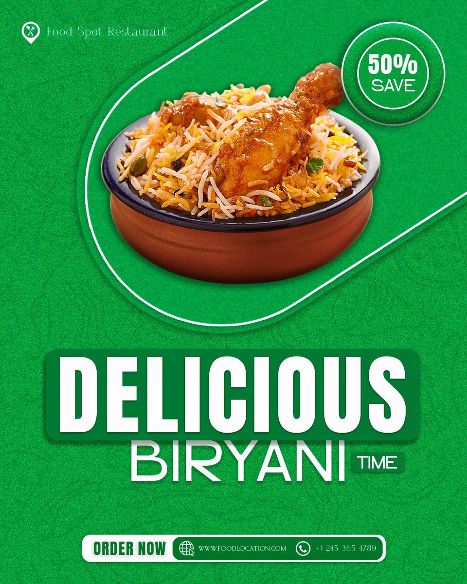 dazerodesign's tweet photo. 🔥 Delicious Biryani Time – Taste the Royal Flavor!

↬ ndulge in the irresistible taste of our flavorful biryani! Freshly cooked with aromatic spices and tender chicken – a true royal treat.

↬ Order now and enjoy up to 50% OFF on your favorite meal https://t.co/zco1hdYeBl