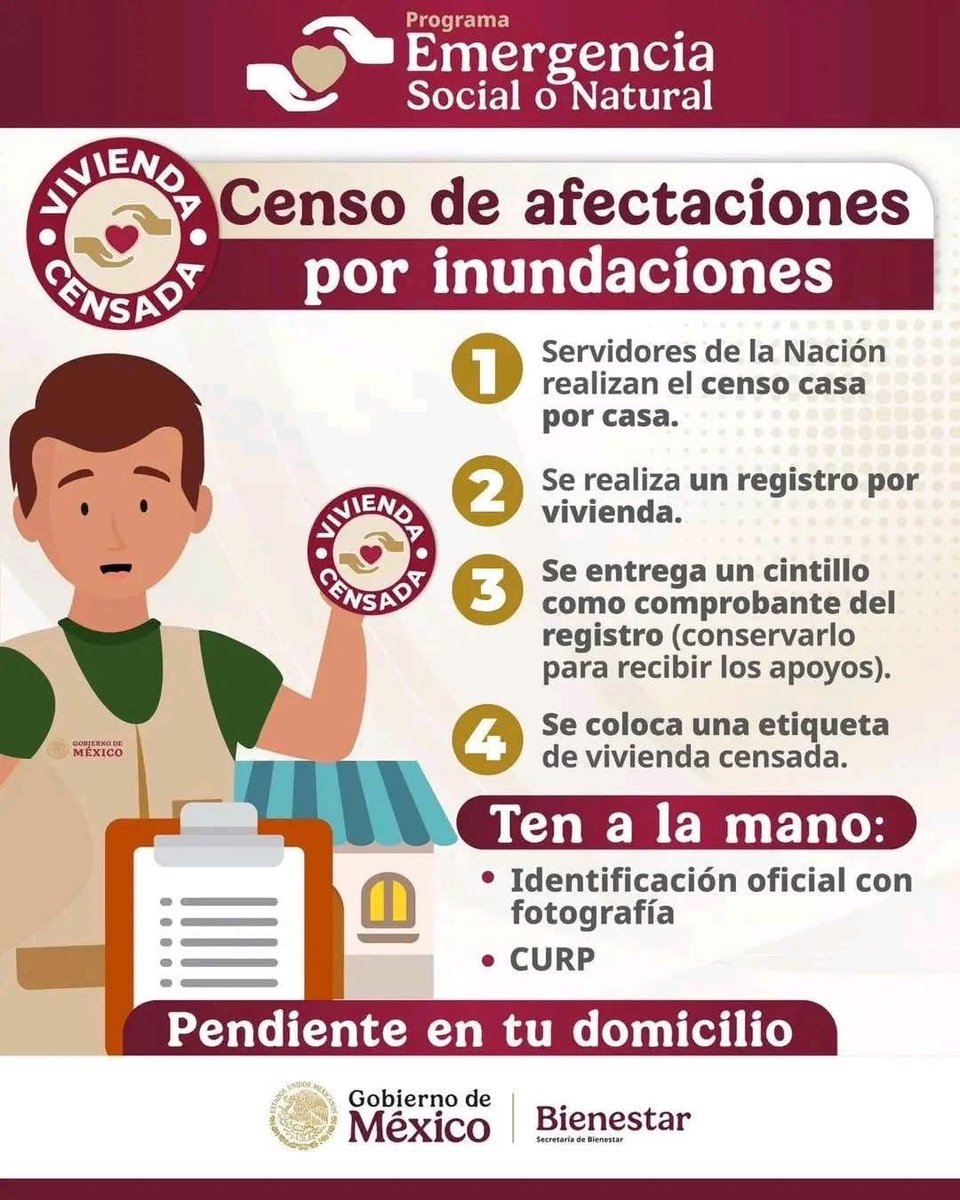 Indignante 

Requisitos para ser atendidos por los “servidores de la nación” que mandó la gobernadora y la presidente de la república.
Dejen de limpiar y corran a la papelería más cercana a imprimir tu CURP o a sacar cita en el INE, si lo extraviaron en la inundación.

Es una