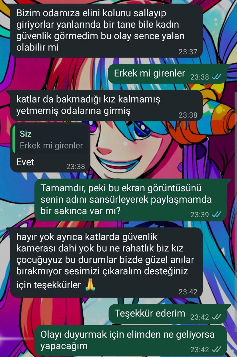 justacelyaa's tweet image. Yeni açılan Bilecik YENİ HALİME HATUN KIZ YURDU KYK Yurdunda erkek personellerin sabah akşam elini kolunu sallayarak gezdiğine ve odalara girip eşyaları karıştırdıklarını iddia eden öğrenciler var, yurt ayaga kalkmis‼️
Bize iletilenler bunlar‼️‼️‼️