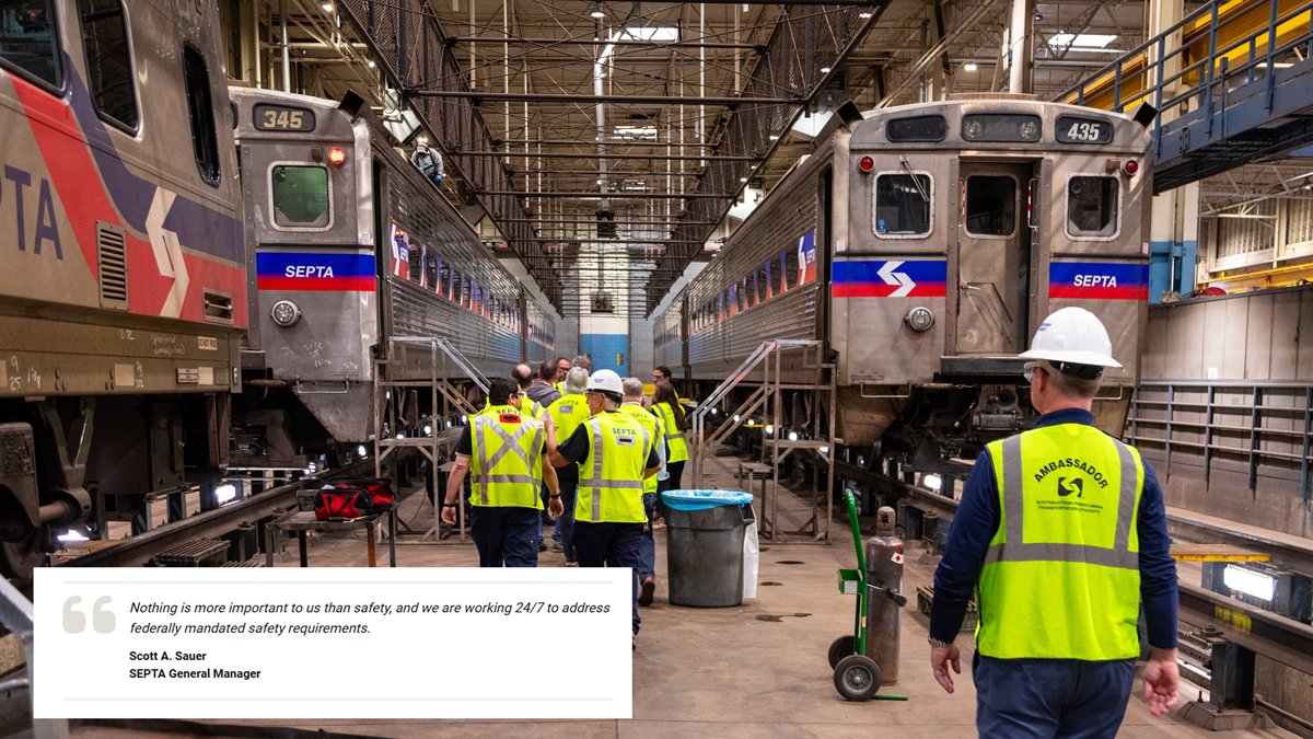 SEPTAPHILLY's tweet photo. Our Regional Rail riders deserve better and we know it. SEPTA GM Scott Sauer shares what is being done following federally required safety inspections of our Silverliner IV trains and what comes next: https://t.co/53UK2gLvAX. #ISEPTAPHILLY #HowWeRoll https://t.co/Bf1W4XU6pY