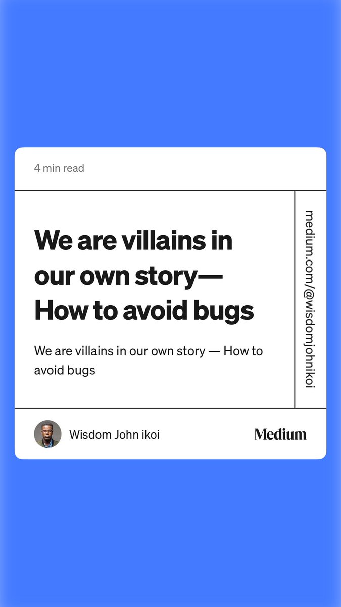 wisdom_ikoi's tweet image. “We are villains in our own story — How to avoid bugs” by Wisdom John ikoi
#developers #bugs medium.com/@wisdomjohniko…