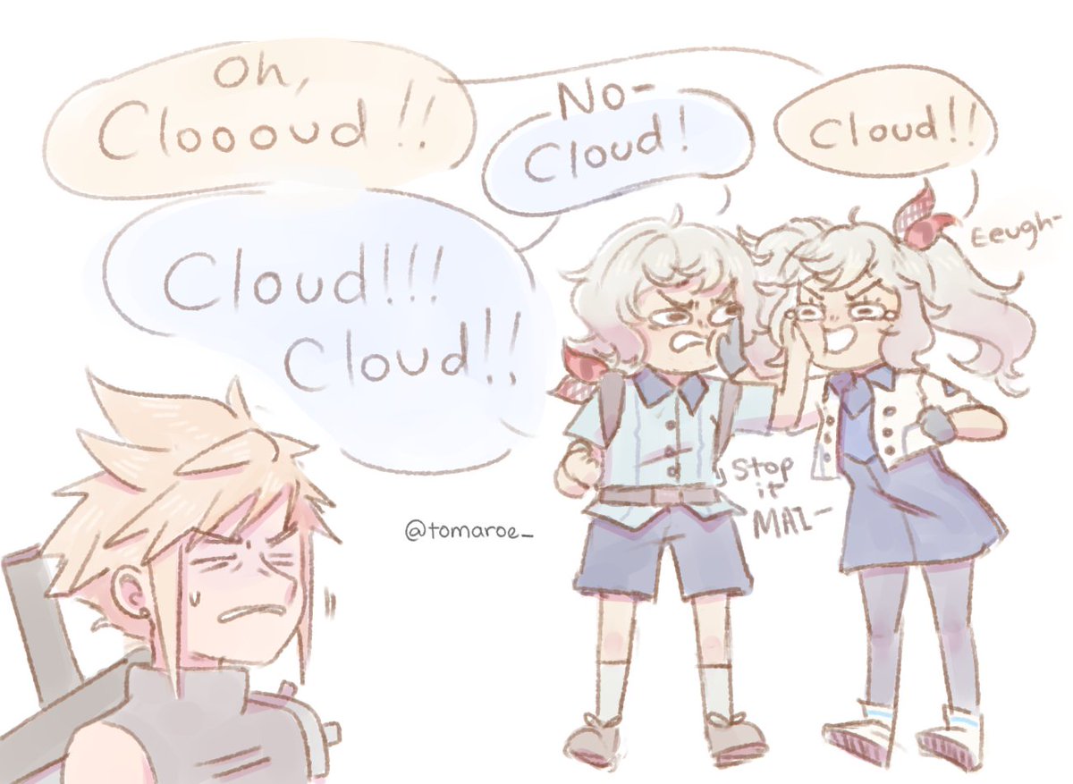 tomaroe_'s tweet photo. A mini comic I forgot I wanted to do about Chadley and MAI's bickering around Cloud. It was always funny to see how annoyed Chadley gets   

#FF7Rebirth #FinalFantasyVII #FF7R #FF7 #Cloud #FinalFantasy https://t.co/XAEcdN2Tve