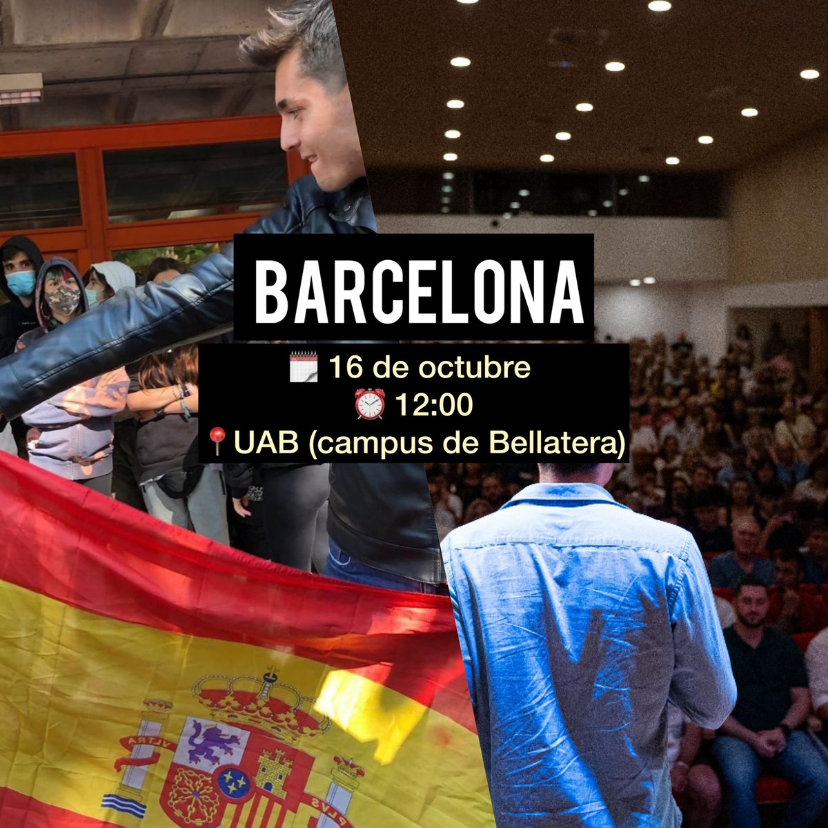 ¡NOS VEMOS EL JUEVES EN BARCELONA!

Frente al odio de los extremistas, llenemos las facultades de alegría y patriotismo. 

Empieza el tour #EspañaCombativa 🇪🇸