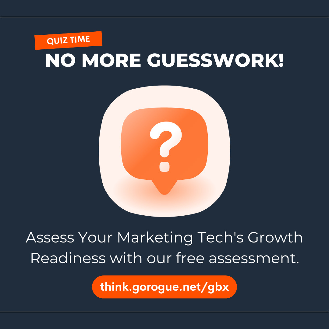 roguethink's tweet image. Unlock the power of certainty by assessing your marketing tech&apos;s readiness for unparalleled expansion with our free assessment at think.gorogue.net/gbx.

#MarketingTech #TechStack #GrowthAssessment #GoRogue #RogueMarketing #RogueGBX