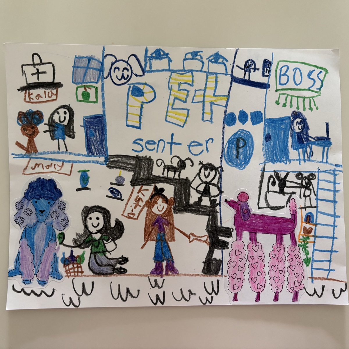 SweetAZ15's tweet image. Pet Center- #Pets #ElementaryArt #2ndGrade #KidsArt #Crayola #PetGrooming